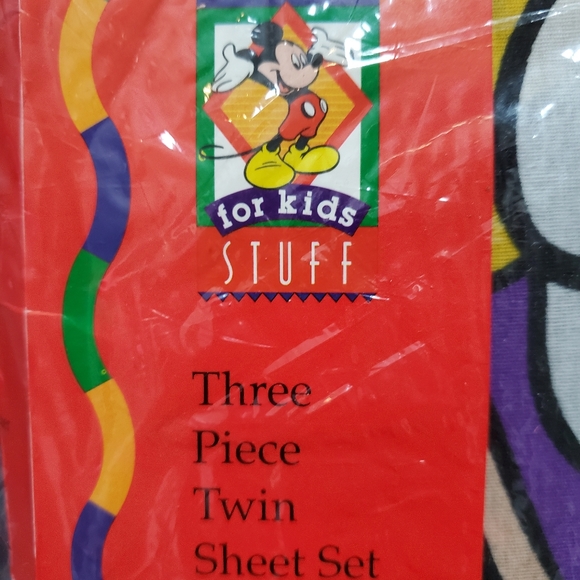 Vintage 90s Disney Mickey & Crew -2 Twin Sheet & 2 Pillow Cases RARE New Sealed - Picture 15 of 16
